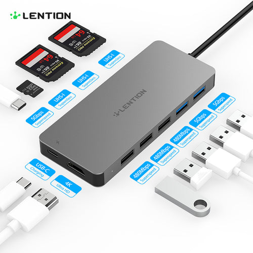 Lention Thunderbolt 3 Dock USB Hub Type C to HDMI USB3.0 RJ45 Adapter for MacBook Samsung Dex S8/S9 Huawei P20 Pro usb c Adapter